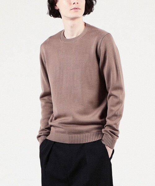 ヘリル ニット セーター クルーネック 透け感 長袖 リネン ベージュ 2  