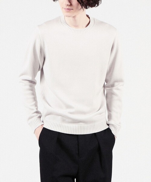 未使用　ホワイト メリノデニットプルオーバー セール】メリノベーシック クルーネックプルオーバーニット（ニット