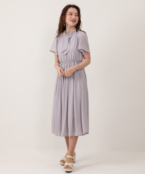 ASTORIA ODIER(アストリアオディール)の「ボウタイワンピース(ワンピース・レディース・ラベンダー/ホワイト×ブラック/グリーン/ネイビー/ホワイト×グレー/ブラック/ブラウン/スモークピンク/ダークグリーン・MEDIUM)」の8枚目の写真