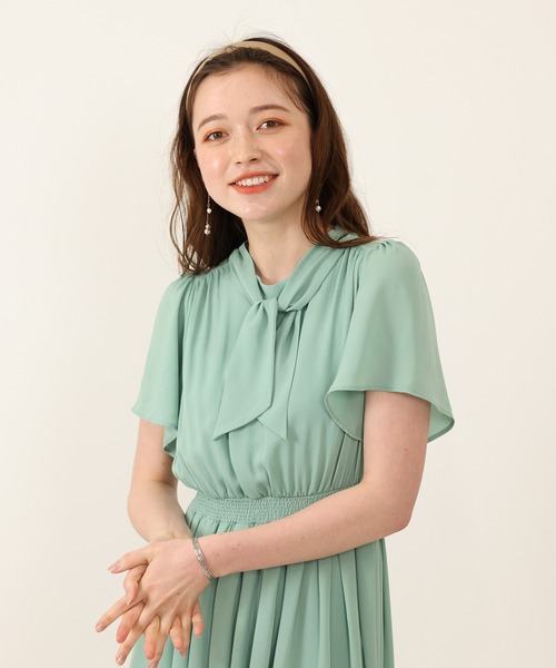 ASTORIA ODIER(アストリアオディール)の「ボウタイワンピース(ワンピース・レディース・ラベンダー/ホワイト×ブラック/グリーン/ネイビー/ホワイト×グレー/ブラック/ブラウン/スモークピンク/ダークグリーン・MEDIUM)」の12枚目の写真