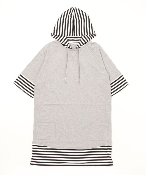 hardcover（ハードカバー）の「hardcover/5分丈ﾎﾞｰﾀﾞｰﾌｰﾄﾞTEE（Tシャツ/カットソー・レディース・グレー・SMALL）」の7枚目の写真