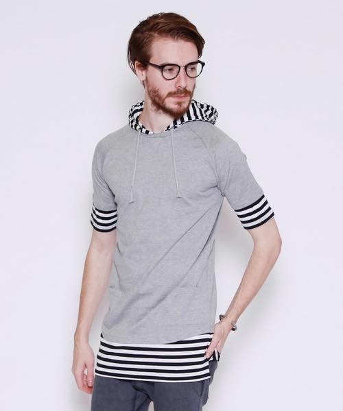 hardcover（ハードカバー）の「hardcover/5分丈ﾎﾞｰﾀﾞｰﾌｰﾄﾞTEE（Tシャツ/カットソー・レディース・グレー・SMALL）」の3枚目の写真