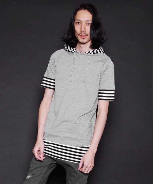 hardcover（ハードカバー）の「hardcover/5分丈ﾎﾞｰﾀﾞｰﾌｰﾄﾞTEE（Tシャツ/カットソー・レディース・グレー・SMALL）」の5枚目の写真