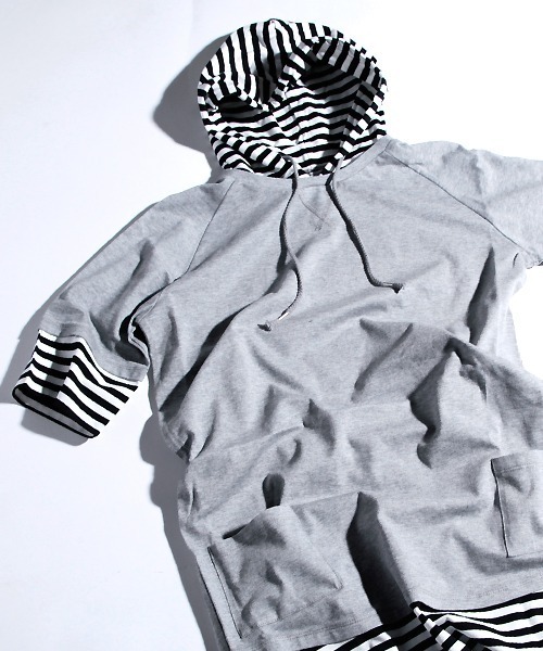 hardcover（ハードカバー）の「hardcover/5分丈ﾎﾞｰﾀﾞｰﾌｰﾄﾞTEE（Tシャツ/カットソー・レディース・グレー・SMALL）」の6枚目の写真