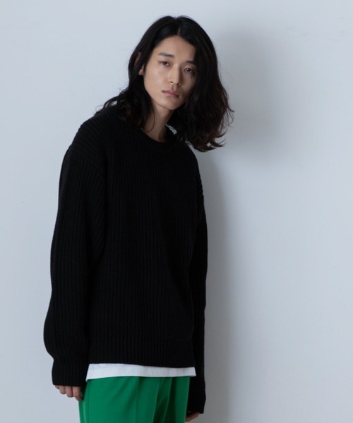 THE STANDARD（ザスタンダード）の「WEGO/クルーネックプルオーバーニット（ニット/セーター・メンズ・グリーン/ブラック/ホワイト/オレンジ・MEDIUM/LARGE）」の2枚目の写真