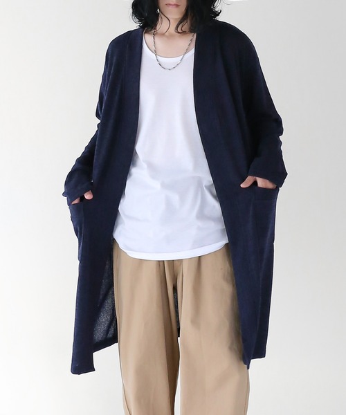 minsobi（ミンソビ）の「ソフトタッチロングカーディガン（カーディガン/ボレロ・メンズ・ブラック/ブルー/チャコール・FREE）」の14枚目の写真