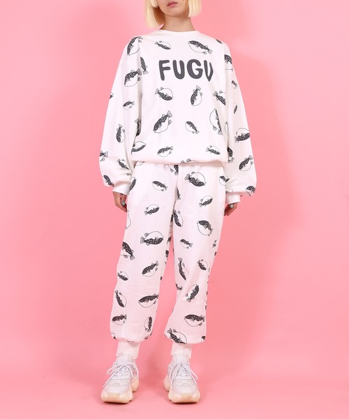 PUNYUS（プニュズ）の「フード総柄スウェットパンツ(TOMATO・RENNYU・FUGU・KIWI)（スウェットパンツ・レディース・ブラック/レッド/ブルー/グリーン・1/2/4/3）」の19枚目の写真