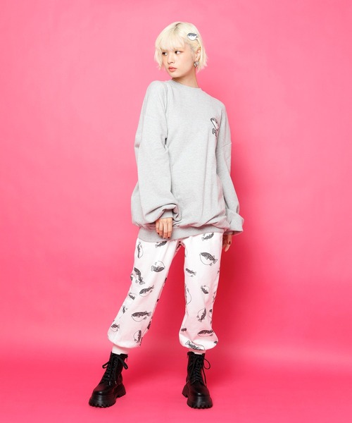 ぷう♡ フード総柄スウェットパンツ(TOMATO・RENNYU・FUGU・KIWI