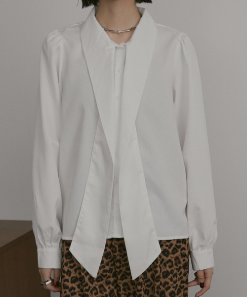 MERLOT（メルロー）の「ビッグリボンボウタイブラウス（シャツ/ブラウス・レディース・ホワイト/ブラック/チェック・FREE）」の8枚目の写真