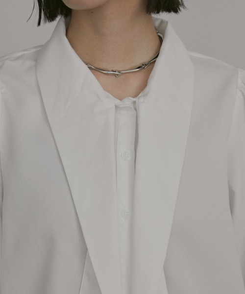 MERLOT（メルロー）の「ビッグリボンボウタイブラウス（シャツ/ブラウス・レディース・ホワイト/ブラック/チェック・FREE）」の9枚目の写真