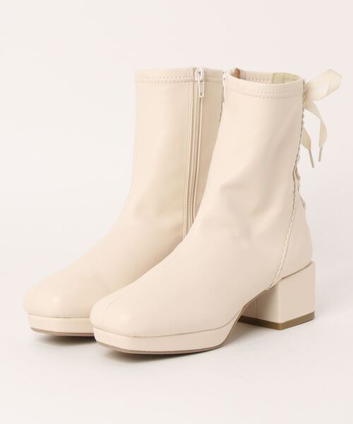 axes femme POETIQUE(アクシーズファムポエティック)の「スクエアストレッチブーツ(ブーツ・レディース・ブラック/キナリ・MEDIUM/LARGE)」の2枚目の写真