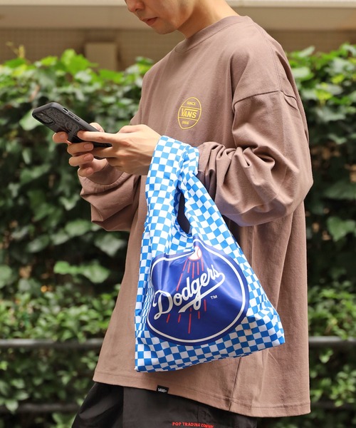 INFIELDER DESIGN（インフィールダーデザイン）の「INFIELDER DESIGN/インフィルダーデザイン MLB ECO BAG エコバック ミニバッグ（トートバッグ・メンズ・ネイビー/ブルー/オレンジ・ONE SIZE）」の3枚目の写真