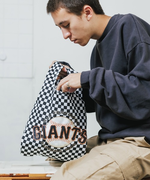 INFIELDER DESIGN（インフィールダーデザイン）の「INFIELDER DESIGN/インフィルダーデザイン MLB ECO BAG エコバック ミニバッグ（トートバッグ・メンズ・ネイビー/ブルー/オレンジ・ONE SIZE）」の4枚目の写真