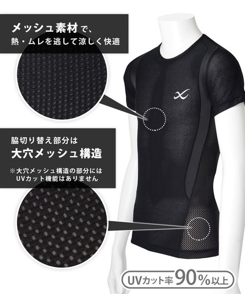 CW-X(シーダブリューエックス)の「「JYURYU TOP」 機能性トップス 半袖 メッシュ(Tシャツ/カットソー・メンズ・ブラック/アイボリー・M/L)」の4枚目の写真