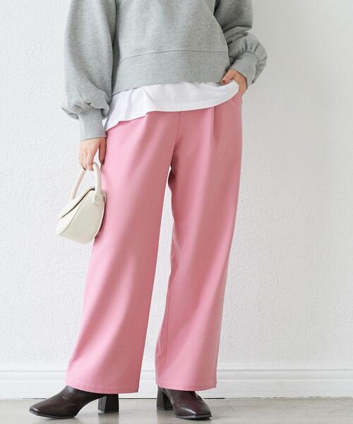 green label relaxing（グリーンレーベルリラクシング）の「［ size SHORT / TALLあり ］オルマイパンツ 裏起毛 ワイド -マシンウォッシャブル・ストレッチ・防シワ・帯電防止-（その他パンツ・レディース・ブラック/ホワイト/ピンク/モカ/ロイヤルブルー/その他1/その他2/ライトピンク・SHORT/34/36/38/40/42/44/TALL）」の6枚目の写真