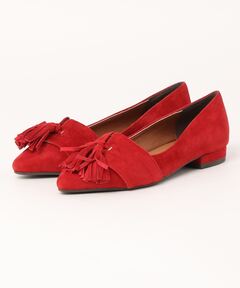 ★未使用★LE TALON★レザーキルトタッセルフラット　レッド　23 セール】《追加5》レザーキルトタッセルフラット（モカシン