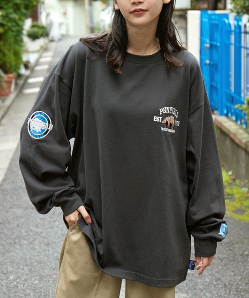 PEN FIELD(ペンフィールド)の「PENFIELD/ペンフィールド 別注 カレッジロゴ ワッペン刺繍ビッグシルエット長袖Tシャツ(Tシャツ/カットソー・メンズ・ホワイト/ネイビー/グリーン/スミクロ・M/L)」の21枚目の写真