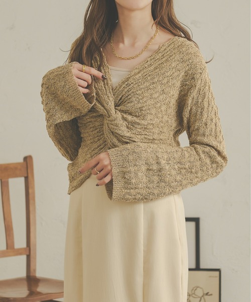 Ambre Neige(アンブルネージュ)の「前後2WAYネジリフレアニット/【WEB/EC限定商品】(ニット/セーター・レディース・ブラウン系その他/アイボリー/ライトブラウン・FREE)」の13枚目の写真