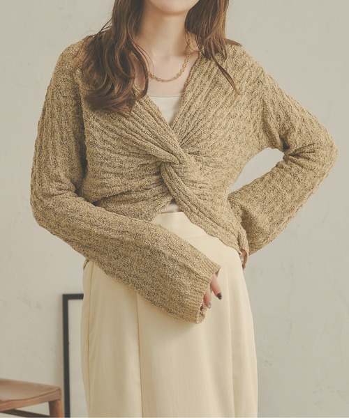 Ambre Neige(アンブルネージュ)の「前後2WAYネジリフレアニット/【WEB/EC限定商品】(ニット/セーター・レディース・ブラウン系その他/アイボリー/ライトブラウン・FREE)」の10枚目の写真