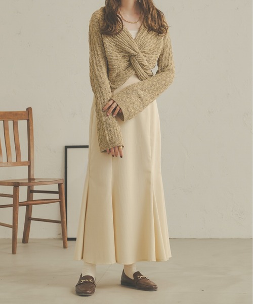 Ambre Neige(アンブルネージュ)の「前後2WAYネジリフレアニット/【WEB/EC限定商品】(ニット/セーター・レディース・ブラウン系その他/アイボリー/ライトブラウン・FREE)」の9枚目の写真