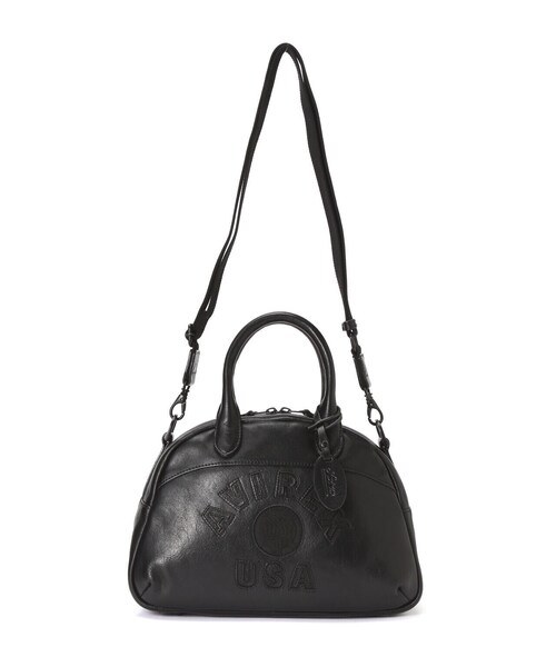 AVIREX（アヴィレックス）の「VARSITY LEATHER MINI-BOSTON BAG/ バーシティーレザー ミニボストンバッグ / AVIREX /アヴィレックス（トートバッグ・レディース・ブラック/ブラック系その他/ダークグリーン系・F）」の4枚目の写真