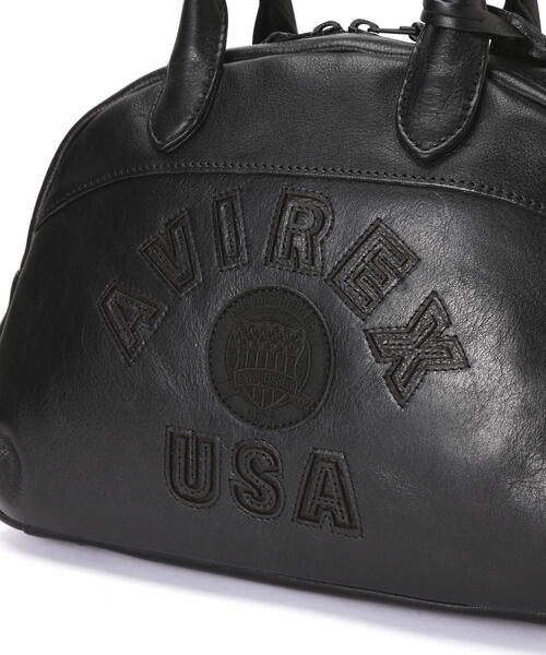 AVIREX（アヴィレックス）の「VARSITY LEATHER MINI-BOSTON BAG/ バーシティーレザー ミニボストンバッグ / AVIREX /アヴィレックス（トートバッグ・レディース・ブラック/ブラック系その他/ダークグリーン系・F）」の12枚目の写真