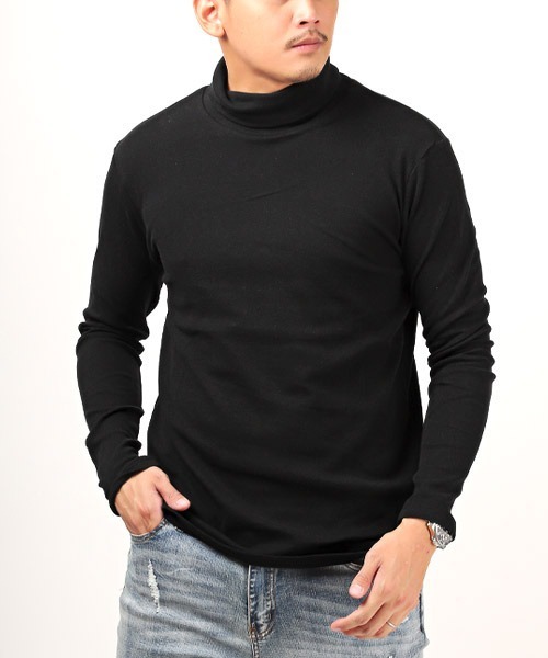 LUXSTYLE(ラグスタイル)の「無地タートルネックロンT(Tシャツ/カットソー・メンズ・ホワイト/杢グレー/ブラック・L/XL/M)」の3枚目の写真