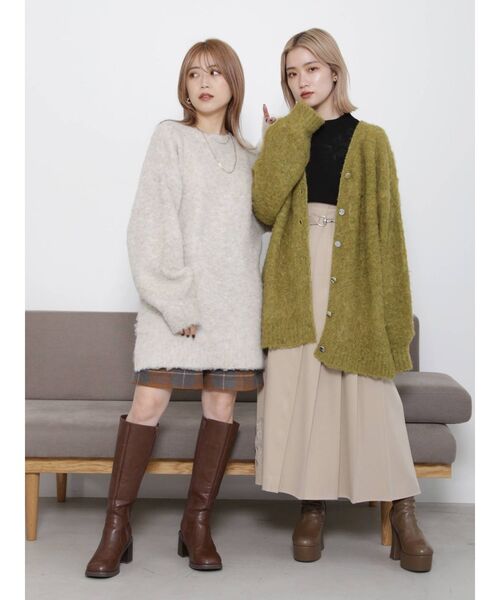 MURUA（ムルーア）の「【YUKKOコラボ】2WAYオーバーニットカーデ（カーディガン/ボレロ・レディース・グリーン/モカ/アイボリー・FREE）」の15枚目の写真