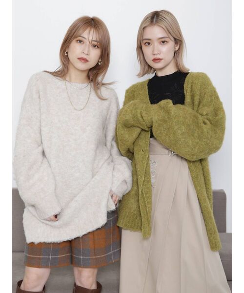 MURUA（ムルーア）の「【YUKKOコラボ】2WAYオーバーニットカーデ（カーディガン/ボレロ・レディース・グリーン/モカ/アイボリー・FREE）」の16枚目の写真