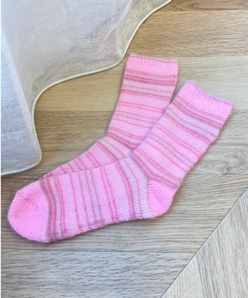 WEGO（ウィゴー）の「WEGO/モケモケボーダーソックス（ソックス/靴下・レディース・グリーン/ピンク/オレンジ・FREE）」の5枚目の写真