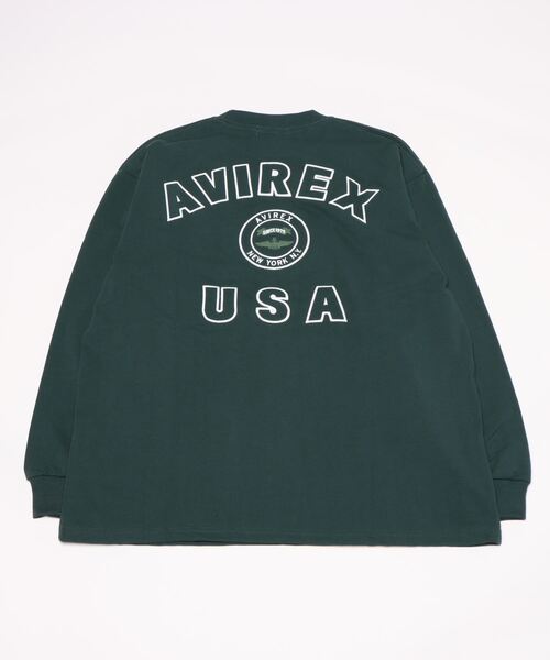 AVIREX（アヴィレックス）の「L/S VARSITY LOGO T-SHIRT/ バーシティロゴTシャツ（Tシャツ/カットソー・レディース・ホワイト系2/ダークグリーン系/ブラック・F）」の6枚目の写真