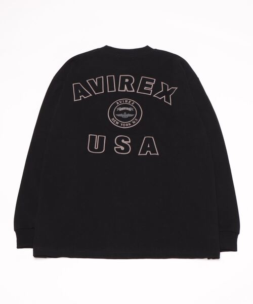 AVIREX（アヴィレックス）の「L/S VARSITY LOGO T-SHIRT/ バーシティロゴTシャツ（Tシャツ/カットソー・レディース・ホワイト系2/ダークグリーン系/ブラック・F）」の4枚目の写真