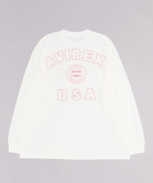 AVIREX（アヴィレックス）の「L/S VARSITY LOGO T-SHIRT/ バーシティロゴTシャツ（Tシャツ/カットソー・レディース・ホワイト系2/ダークグリーン系/ブラック・F）」の5枚目の写真