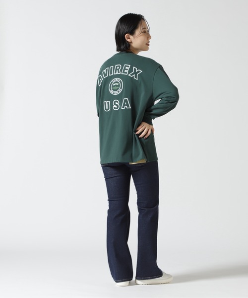 AVIREX（アヴィレックス）の「L/S VARSITY LOGO T-SHIRT/ バーシティロゴTシャツ（Tシャツ/カットソー・レディース・ホワイト系2/ダークグリーン系/ブラック・F）」の17枚目の写真