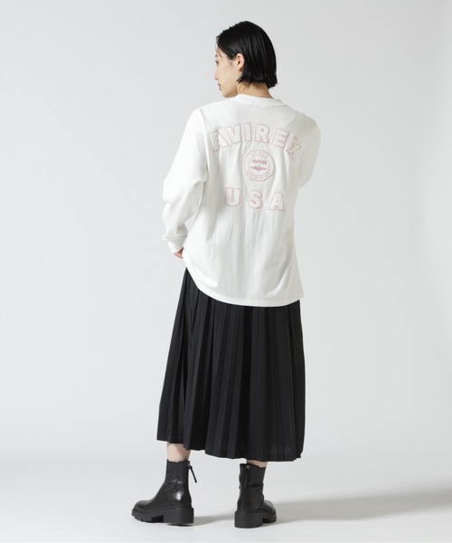 AVIREX（アヴィレックス）の「L/S VARSITY LOGO T-SHIRT/ バーシティロゴTシャツ（Tシャツ/カットソー・レディース・ホワイト系2/ダークグリーン系/ブラック・F）」の15枚目の写真