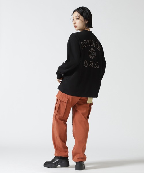 AVIREX（アヴィレックス）の「L/S VARSITY LOGO T-SHIRT/ バーシティロゴTシャツ（Tシャツ/カットソー・レディース・ホワイト系2/ダークグリーン系/ブラック・F）」の11枚目の写真