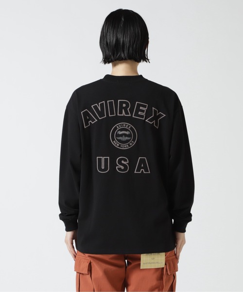 AVIREX（アヴィレックス）の「L/S VARSITY LOGO T-SHIRT/ バーシティロゴTシャツ（Tシャツ/カットソー・レディース・ホワイト系2/ダークグリーン系/ブラック・F）」の9枚目の写真