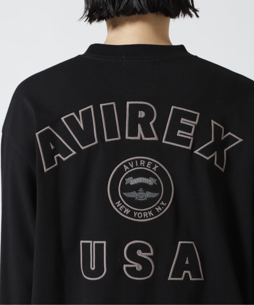 AVIREX（アヴィレックス）の「L/S VARSITY LOGO T-SHIRT/ バーシティロゴTシャツ（Tシャツ/カットソー・レディース・ホワイト系2/ダークグリーン系/ブラック・F）」の8枚目の写真