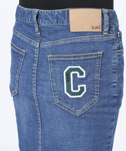 X-girl（エックスガール）の「INITIAL POCKET PENCIL SKIRT（デニムスカート・レディース・インディゴブルー/ライトインディゴブルー・0/1/2）」の9枚目の写真
