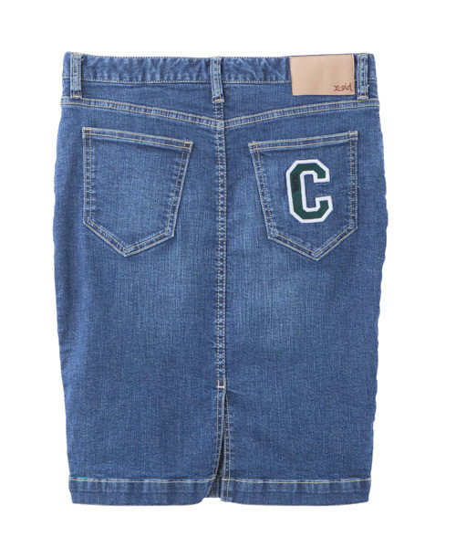 X-girl（エックスガール）の「INITIAL POCKET PENCIL SKIRT（デニムスカート・レディース・インディゴブルー/ライトインディゴブルー・0/1/2）」の10枚目の写真