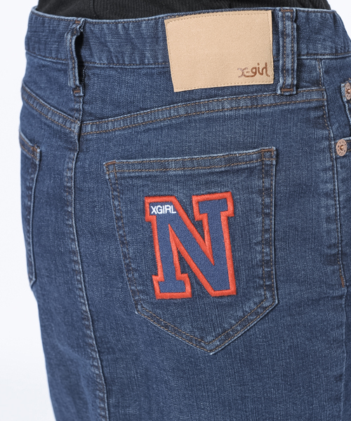 X-girl（エックスガール）の「INITIAL POCKET PENCIL SKIRT（デニムスカート・レディース・インディゴブルー/ライトインディゴブルー・0/1/2）」の8枚目の写真
