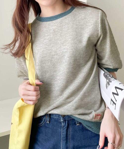 Java(ジャバ)の「《JaVaジャバ コラボ》夏のマストアイテム。レトロ配色リンガーTee(Tシャツ/カットソー・レディース・ブルー/オフホワイト/ブラック/アイボリー/イエロー/モカ/グリーン/ブラウン/レッド・LARGE/MEDIUM/SMALL/X-LARGE)」の2枚目の写真