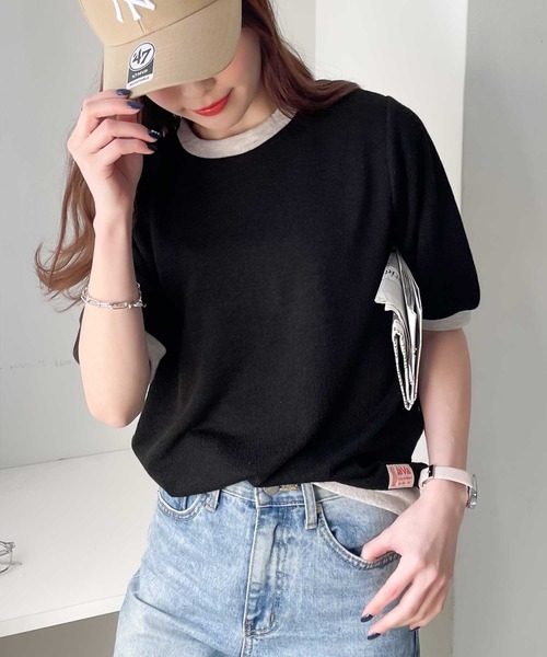 Java(ジャバ)の「《JaVaジャバ コラボ》夏のマストアイテム。レトロ配色リンガーTee(Tシャツ/カットソー・レディース・ブルー/オフホワイト/ブラック/アイボリー/イエロー/モカ/グリーン/ブラウン/レッド・LARGE/MEDIUM/SMALL/X-LARGE)」の3枚目の写真