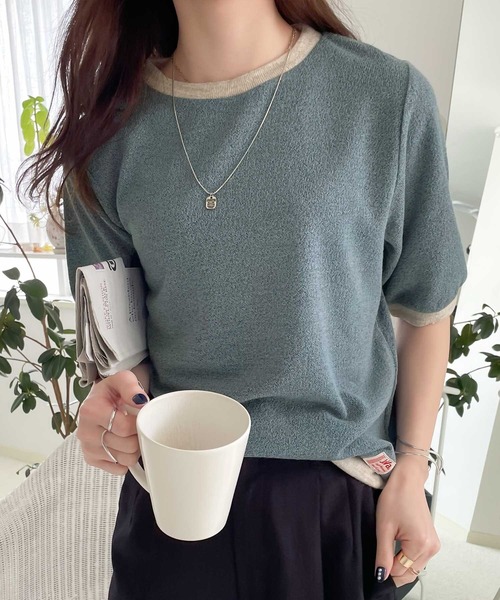 Java(ジャバ)の「《JaVaジャバ コラボ》夏のマストアイテム。レトロ配色リンガーTee(Tシャツ/カットソー・レディース・ブルー/オフホワイト/ブラック/アイボリー/イエロー/モカ/グリーン/ブラウン/レッド・LARGE/MEDIUM/SMALL/X-LARGE)」の11枚目の写真