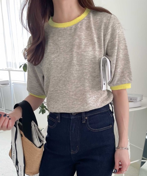 Java(ジャバ)の「《JaVaジャバ コラボ》夏のマストアイテム。レトロ配色リンガーTee(Tシャツ/カットソー・レディース・ブルー/オフホワイト/ブラック/アイボリー/イエロー/モカ/グリーン/ブラウン/レッド・LARGE/MEDIUM/SMALL/X-LARGE)」の10枚目の写真