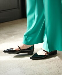 green label relaxing | ポインテッド ストラップ フラットシューズ(1.5cmヒール)(パンプス)
