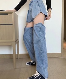 膝魅せ''2WAY''デニムパンツ(TS)