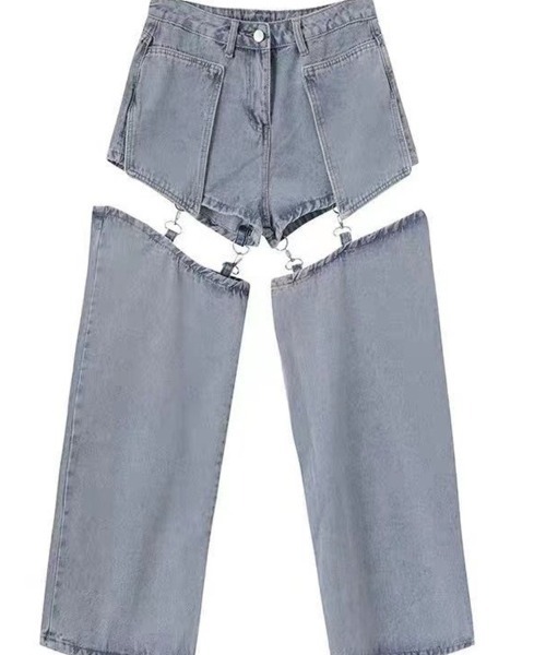 almo(アルモ)の「膝魅せ''2WAY''デニムパンツ(TS)(デニムパンツ・レディース・ブラック/ブルー・MEDIUM/LARGE/X-LARGE)」の4枚目の写真