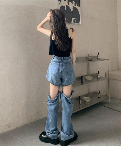 almo(アルモ)の「膝魅せ''2WAY''デニムパンツ(TS)(デニムパンツ・レディース・ブラック/ブルー・MEDIUM/LARGE/X-LARGE)」の13枚目の写真