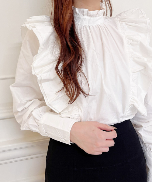 MIIA（ミーア）の「フロントデザインブラウス（シャツ/ブラウス・レディース・ベージュ/ブラック/オフホワイト・FREE）」の12枚目の写真